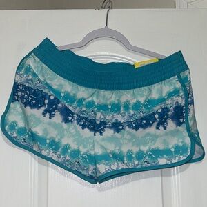 Kids Teal Tie-Dye Swim Trunks